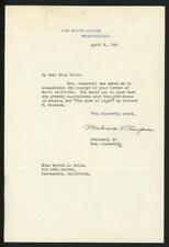 MALVINA THOMPSON signed 1941 letter | White House letterhead - Eleanor Roosevelt picture