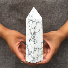 A+A+ 1pc Natural howlite Quartz Obelisk Crystal wand Point Reiki Healing 400g+ picture