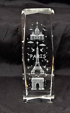 3D Laser Etched Paperweight Paris Building Wonders In Crystal Doves Stars NICE picture