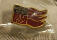 Vintage Maxwell House USA Olympic red Flag Lapel/Hat Pin In Package New picture