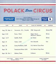 Polack Bros Circus Original 1961 Route Card No. 6 Bessie Polack Louis Stern picture