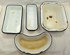 Antique Enamel Medical Tray LOT of 4 picture