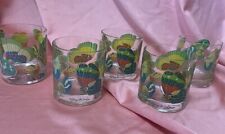 RARE VINTAGE 60s Signed Georges Briard Butterfly Rocks Glasses LowBall SET 5 MCM picture