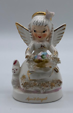 Vtg Napco April Angel Birthday Figurine Girl With Spaghetti Trim Easter A 1364 picture