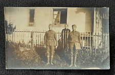 Antique RPPC WWI 2 US Army Soldiers In Uniform Woman Mom Front Of House  A4 picture
