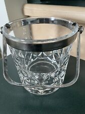 Vintage Pressed Glass Ice Bucket Barware With Stainless Handle 5x5 picture