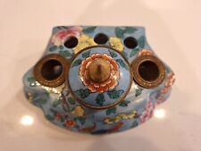French 19th Century Porcelain Enameled Chinoserrie Ink Well With Bronze Accents picture