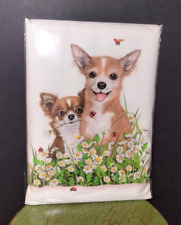Mary Lake Thompson Two Chihuahuas Flowers   Kitchen Flour Sack Towel NIP picture