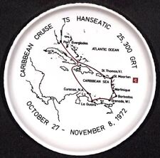 Caribbean Cruse TS Hanseatic Hamburg AL 1972 Ceramic Tip Tray w/ Route Map VGC picture