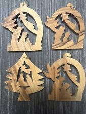 wood carved nativity Lot 4 Olive Wood Ornaments picture