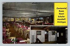 Marshall MI, Hotel Schuler, Centennial Dining Room Linen Michigan c1951 Postcard picture