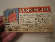 1958 CUNARD LINE SHIPPING TAG - NEW YORK TO IRELAND - 6 1/4