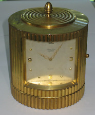 Midcentury Swiss Made Luxor Brass Table Clock Mathey Tissot 8 Day Clock picture