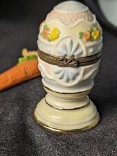 Vintage Easter Egg Trinket Box And Carrot Holiday Decor picture