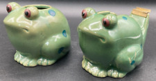 Vintage Retro  Frog Tape Dispenser ~ Pen Holder ~ Ceramic Pottery ~ Office Set picture