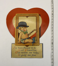 antique german valentine card kewpie kitsch tophat baby vintage  picture