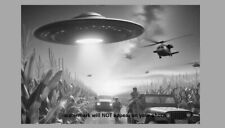 UFO PHOTO Flying Saucer Aliens Invasion UAP Landing Scary Art Pic picture
