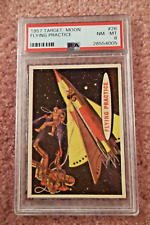 1957 TOPPS TARGET MOON #26 FLYING PRACTICE PSA 8 NM-MINT SPACE AGE COLLECTABLE picture