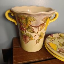 Vintage Belleza Large Ceramic Vase, Fruit Theme, & 2 8