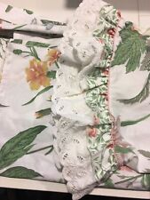 Vintage MARTEX white floral lace top shabby chic cottage QUEEN Flat Sheet cotton picture