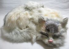 VINTAGE LIFELIKE, REALISTIC SLEEPING CAT WITH REAL RABBIT FUR, CALICO 8