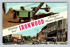 Ironwood MI-Michigan, Banner Greetings, Drugstore, Vintage Souvenir Postcard picture