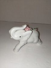 Vintage White Ceramic Elephant With Pink Flowers picture