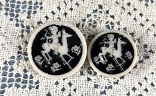 2 Vintage Mother/Daughter Cupid Buttons. 