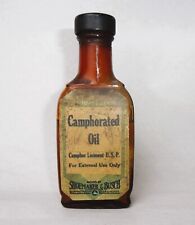 Vintage CAMPHORATED OIL Bottle Camphor Liniment USP Packed by Shoemaker & Busch picture