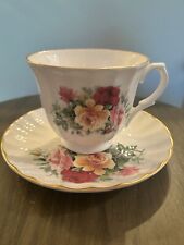 Vintage Crown Trent Tea Cup And Saucer  Roses  Bone China England picture