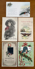 5) ANTIQUE  CHRISTMAS  POSTCARDS   ALL POSTED  1917/ 1923/ 191- picture