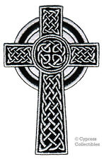 CELTIC CROSS PATCH - WHITE embroidered iron-on IRISH CHRISTIAN RELIGIOUS EMBLEM picture
