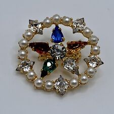 Masonic ORDER OF THE EASTERN STAR PIN RHINESTONES Vintage Jewelry Brooch picture