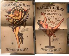2 Sided SAILOR JERRY SPICED RUM POSTER “Sailor Beware” Pinup Girl 2013 20x18” picture
