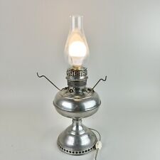 Vintage Rayo Nickel Plated Electrified Oil Kerosene Lamp Aladdin + Chimney Brass picture