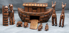Vintage Hand Carved Noahs Ark with People & Animals 11 Piece Set The Art Of Noah picture