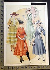 1916 WOMEN FASHION EDWARDIAN DESIGN STYLE DECOR ILLUSTRATED ART PRINT 35599C  picture