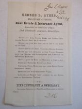1878 George L. Ayers Real Estate Ins Agent receipt 105 Flatbush Ave Brooklyn NY picture