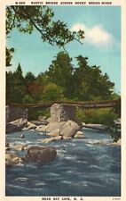 Postcard NC near Bat Cave Rustic Bridge Rocky Broad River Linen Vintage PC H9860 picture
