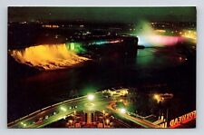 Niagara Falls Ontario Canada Niagara Falls Illuminated View Chrome Postcard picture
