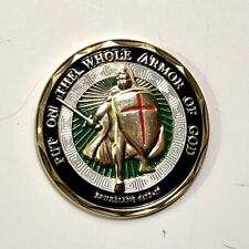 European Gold Knight Shield Double-Sided Challenge Coin Souvenir Bible Verse picture