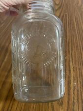 Vintage Monarch Finer Foods Glass Jar Embossed Lion Head Chevron Sides with Lid picture