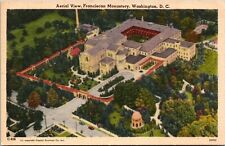 Washington DC Aerial View Franciscan Monastery Linen Postcard picture