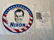 1968 and 1972 RICHARD NIXON campaign items: large fabric square, rally broadside picture