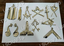 12 PCS Masonic Blue Lodge Officer Collar SILVER JEWELS SET picture