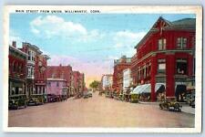 c1920's Main Street From Union Classic Cars Willimantic Connecticut CT Postcard picture