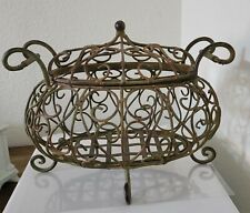 Vintage Wrought Iron Basket With Lid 12x9