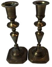 Brass Candlestick Holders Approx. 8” Classic MCM Set Of 2 Hollywood Regency VTG picture