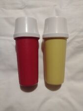Vintage Tupperware Ketchup and Mustard Pump Dispensers  & Lids Complete picture