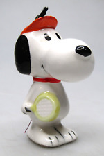 VTG Peanuts Snoopy TENNIS RAQUET PLAYER Ceramic Christmas Ornament Japan 1966 picture